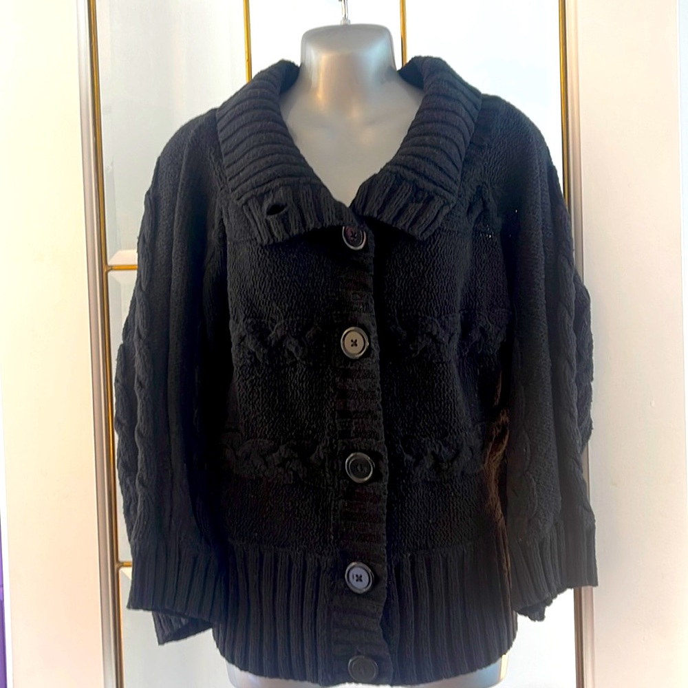 CANDIES BUTTON UP BLACK SWEATER